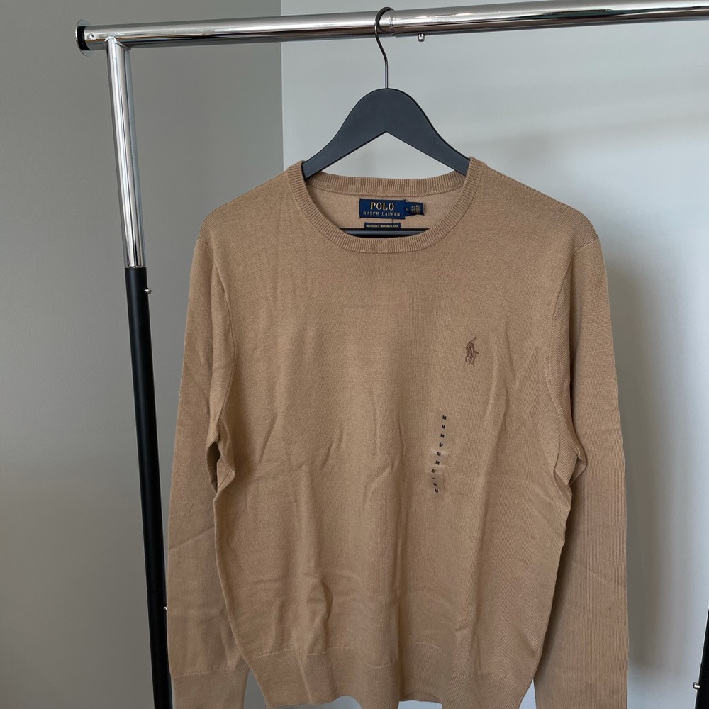 MEN’S Polo Tan Merino Wool Sweater